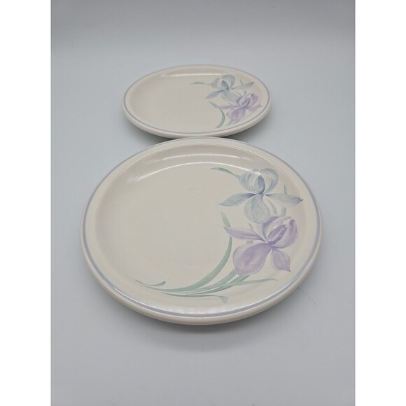 Set of 2 Pfaltzgraff Spring Song Iris 6.5” Bread Cake Plates USA NICE - Picture 2 of 6
